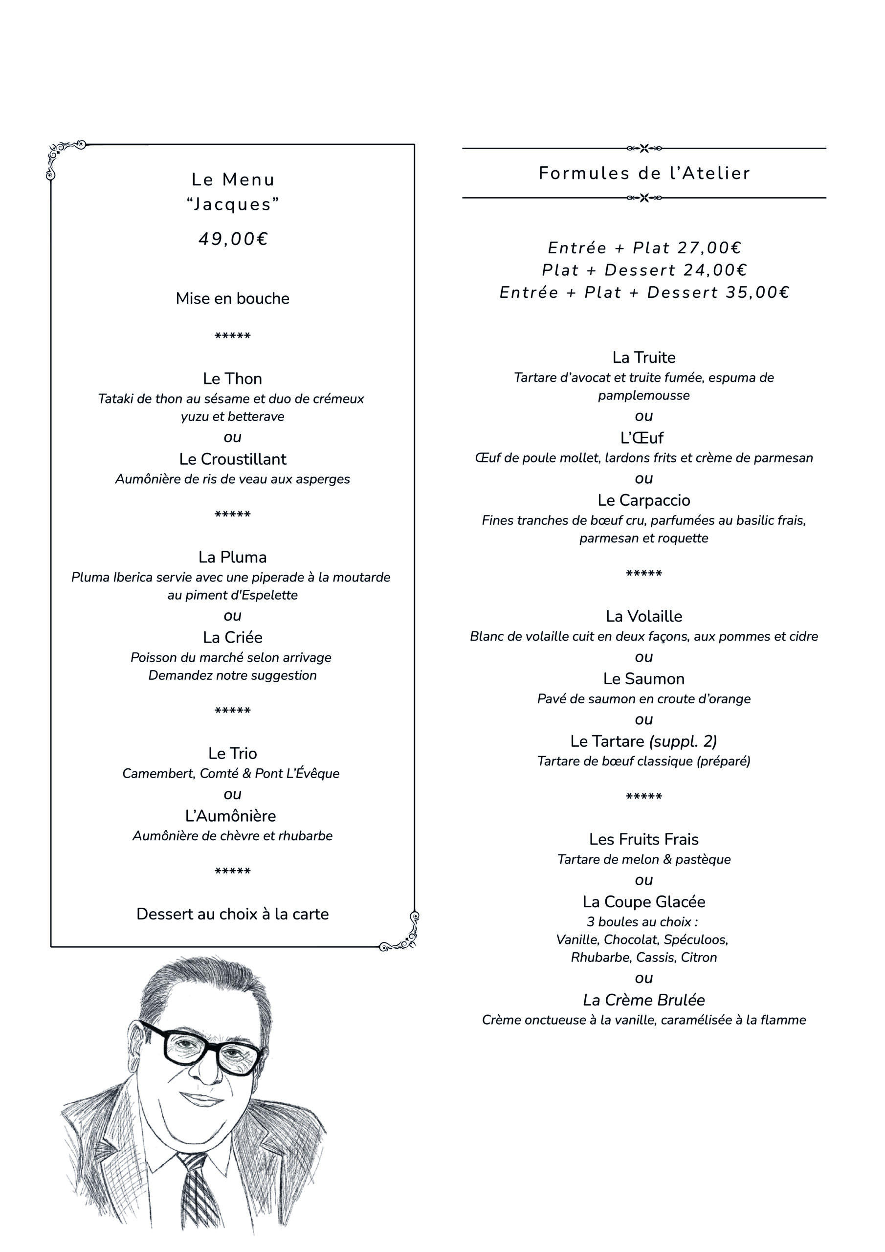 Menu Atelier de Jacques 2025 2